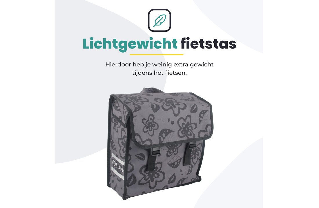 Voltano Voorgevormde Enkele Fietstas Floral Fusion - Pakaftas Grijs