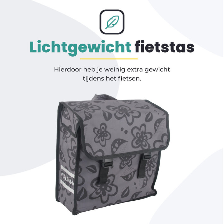 Voltano Voorgevormde Enkele Fietstas Floral Fusion - Pakaftas Grijs