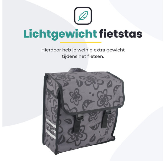 Voltano Voorgevormde Enkele Fietstas Floral Fusion - Pakaftas Grijs