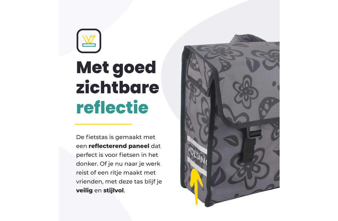 Voltano Voorgevormde Enkele Fietstas Floral Fusion - Pakaftas Grijs