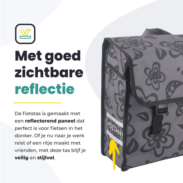 Voltano Voorgevormde Enkele Fietstas Floral Fusion - Pakaftas Grijs