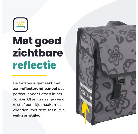 Voltano Voorgevormde Enkele Fietstas Floral Fusion - Pakaftas Grijs
