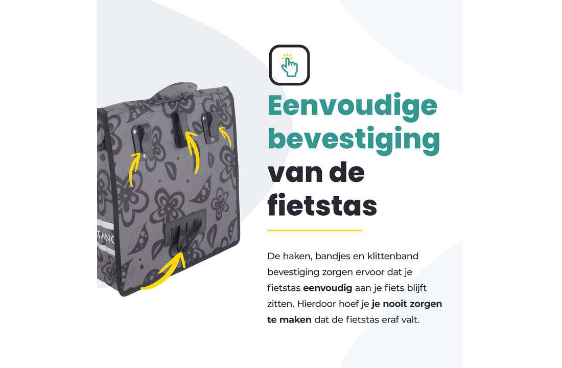 Voltano Voorgevormde Enkele Fietstas Floral Fusion - Pakaftas Grijs