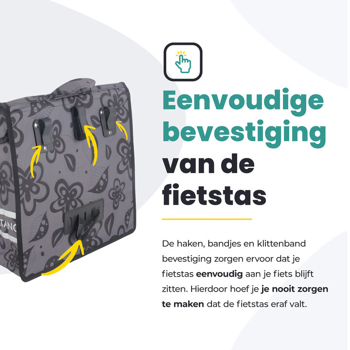 Voltano Voorgevormde Enkele Fietstas Floral Fusion - Pakaftas Grijs