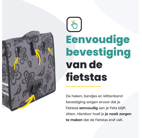 Voltano Voorgevormde Enkele Fietstas Floral Fusion - Pakaftas Grijs