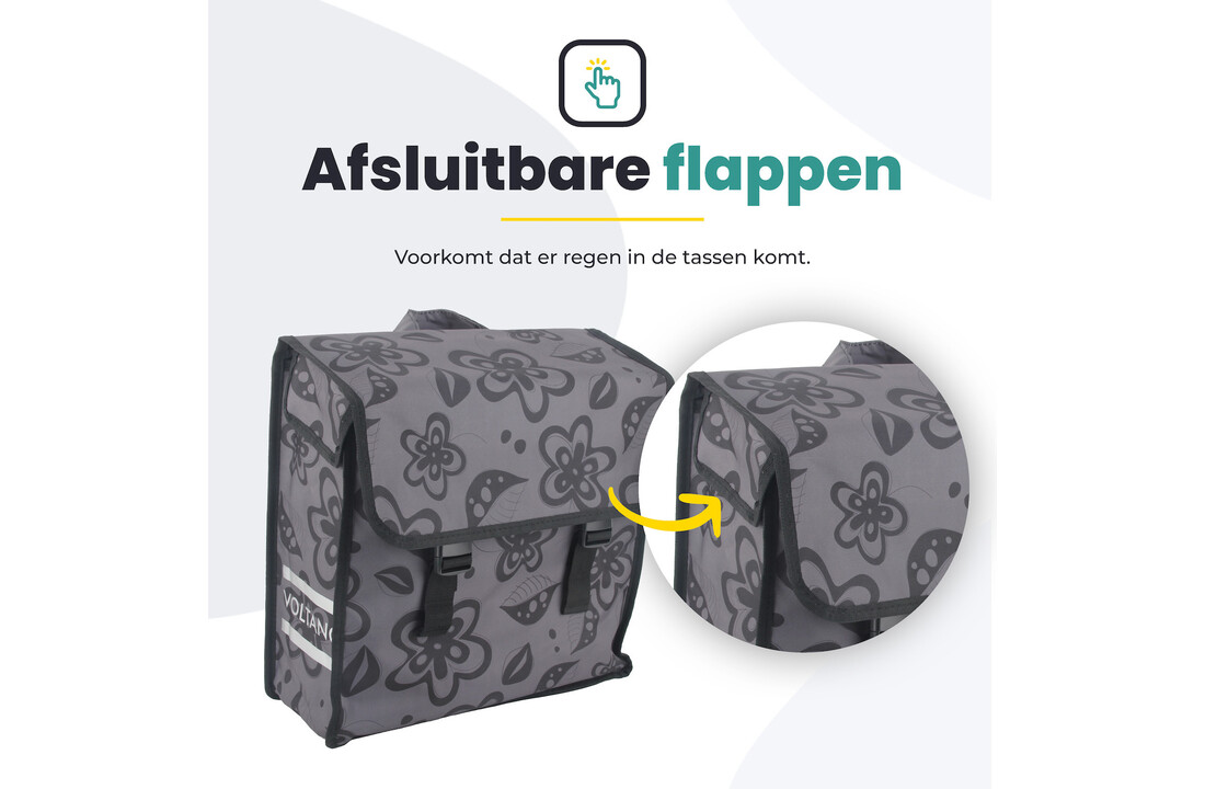 Voltano Voorgevormde Enkele Fietstas Floral Fusion - Pakaftas Grijs