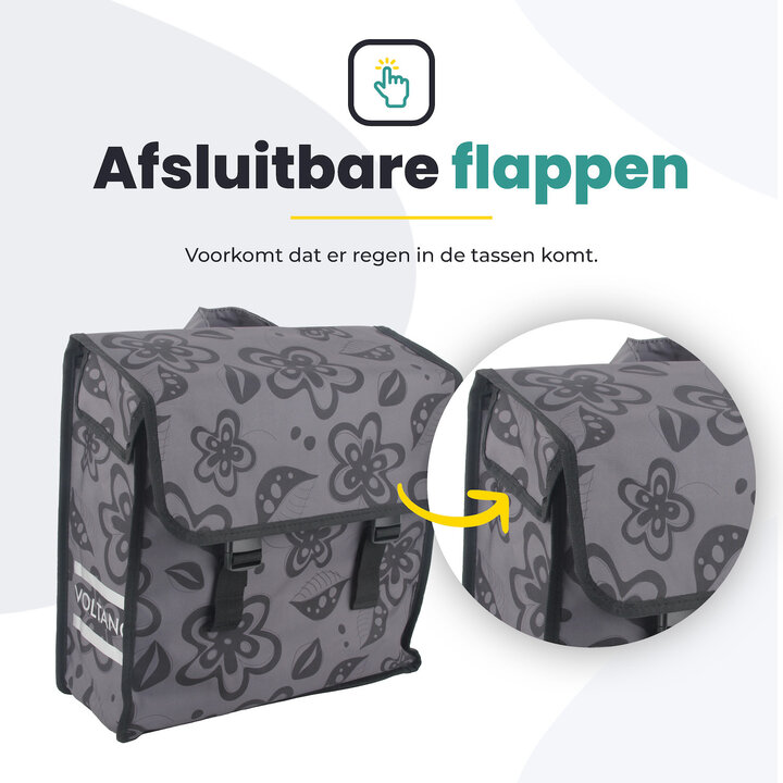 Voltano Voorgevormde Enkele Fietstas Floral Fusion - Pakaftas Grijs