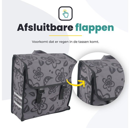 Voltano Voorgevormde Enkele Fietstas Floral Fusion - Pakaftas Grijs