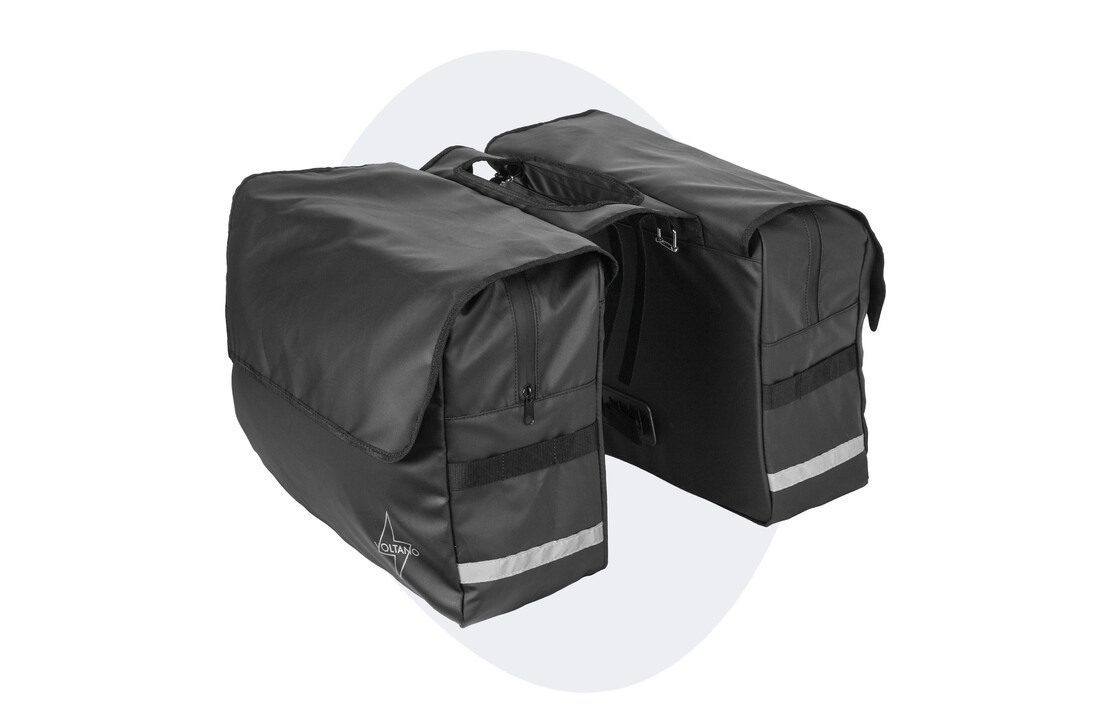 Voltano Luxe Dubbele Fietstas XL - Zwart - 44 Liter - 100% Waterdicht