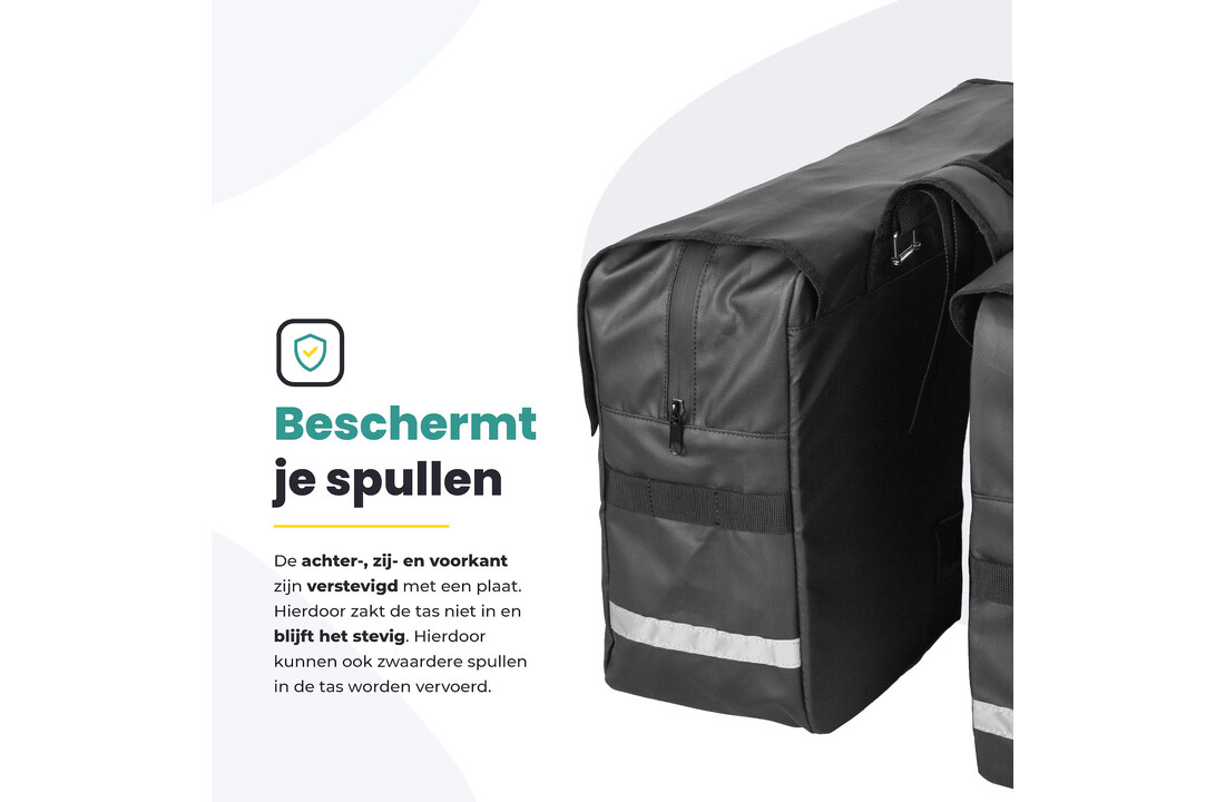 Voltano Luxe Dubbele Fietstas XL - Zwart - 44 Liter - 100% Waterdicht