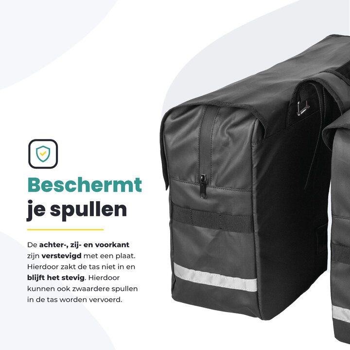 Voltano Luxe Dubbele Fietstas XL - Zwart - 44 Liter - 100% Waterdicht