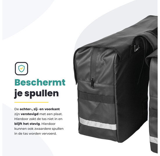 Voltano Luxe Dubbele Fietstas XL - Zwart - 44 Liter - 100% Waterdicht