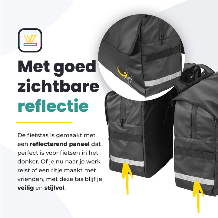 Voltano Luxe Dubbele Fietstas XL - Zwart - 44 Liter - 100% Waterdicht