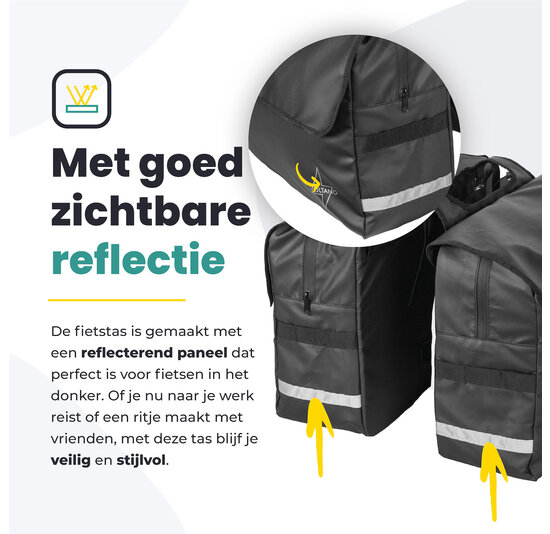 Voltano Luxe Dubbele Fietstas XL - Zwart - 44 Liter - 100% Waterdicht