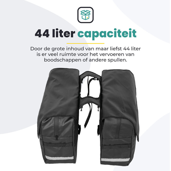 Voltano Luxe Dubbele Fietstas XL - Zwart - 44 Liter - 100% Waterdicht
