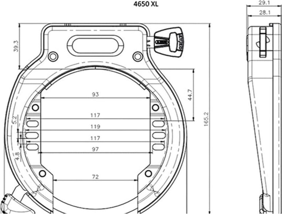 Abus Amparo 2.0 4650XL R Ringslot - Voor Grote Fietsbanden