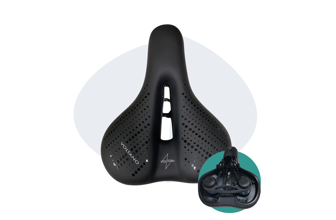 Voltano Dames Fietszadel - Zwart - Uitsparing - Waterdicht - Elastomeer Vering - Gratis Zadelstrop