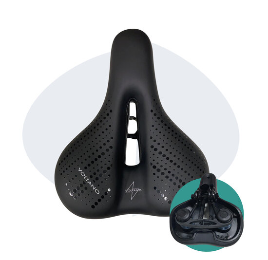 Voltano Dames Fietszadel - Zwart - Uitsparing - Waterdicht - Elastomeer Vering - Gratis Zadelstrop