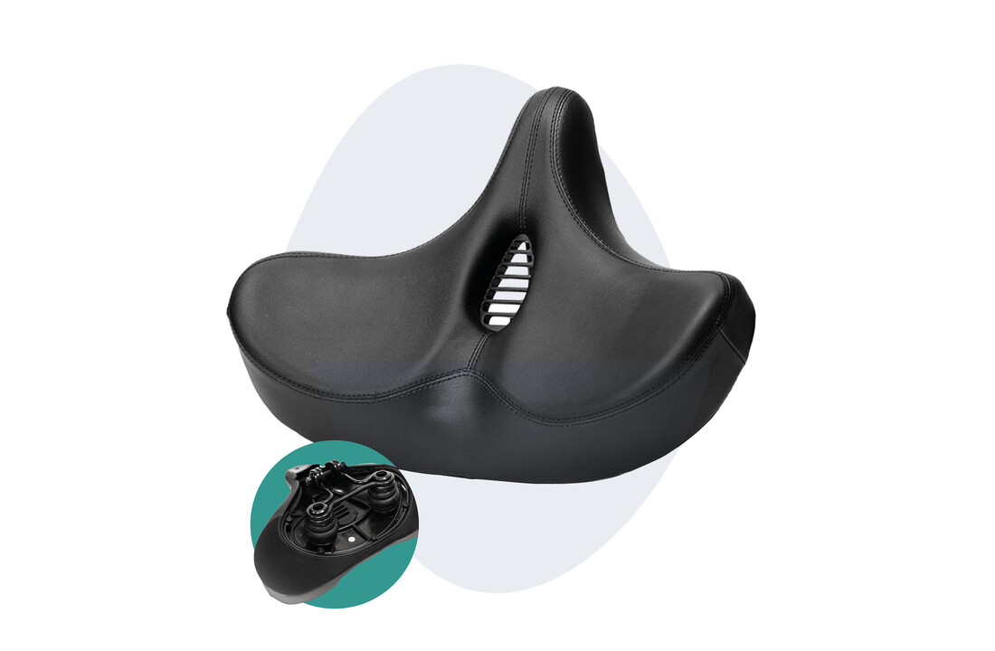 Voltano City XXXL Fietszadel Met Uitsparing - Unisex - Extra Breed Fietszadel - Zwart