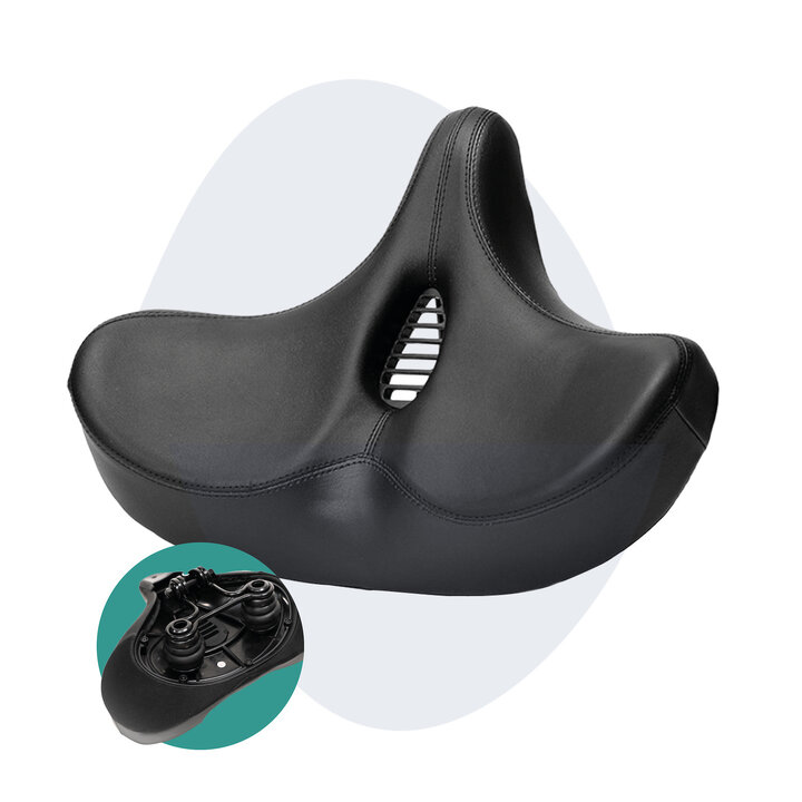 Voltano City XXXL Fietszadel Met Uitsparing - Unisex - Extra Breed Fietszadel - Zwart