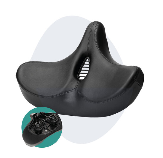 Voltano City XXXL Fietszadel Met Uitsparing - Unisex - Extra Breed Fietszadel - Zwart