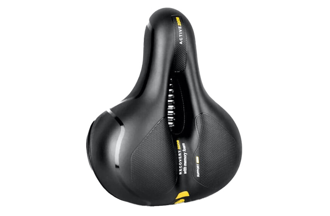 Voltano Fietszadel Met Gelpads - Zwart/Geel - Unisex - Gratis Zadelstrop