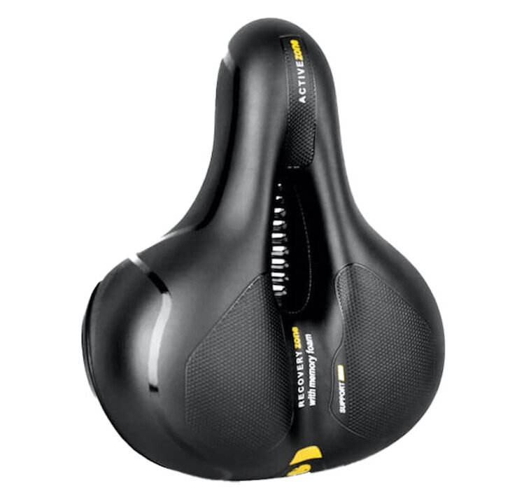 Voltano Fietszadel Met Gelpads - Zwart/Geel - Unisex - Gratis Zadelstrop