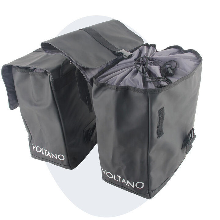 Voltano Dubbele Fietstas Urban - Zwart - 30 Liter - 100% Waterdicht - Afsluitbaar