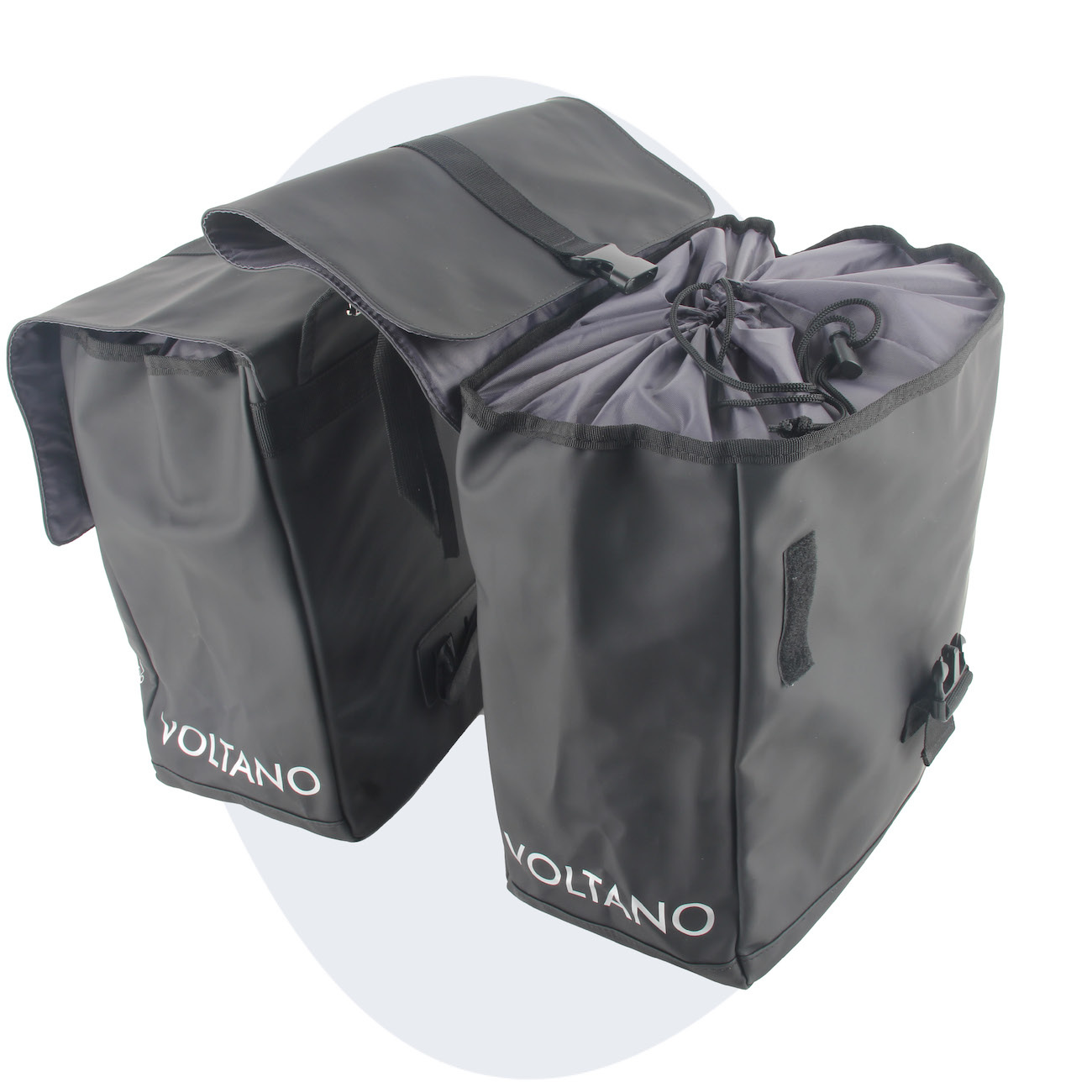 Voltano Dubbele Fietstas Urban - Zwart - 30 Liter - 100% Waterdicht - Afsluitbaar