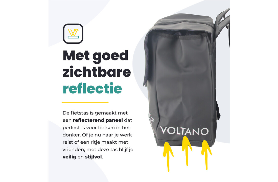 Voltano Dubbele Fietstas Urban - Zwart - 30 Liter - 100% Waterdicht - Afsluitbaar