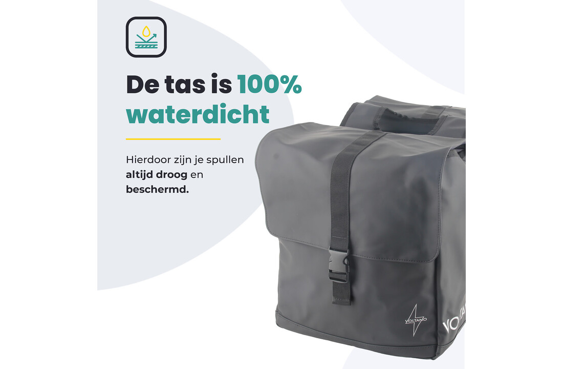 Voltano Dubbele Fietstas Urban - Zwart - 30 Liter - 100% Waterdicht - Afsluitbaar