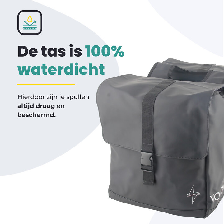 Voltano Dubbele Fietstas Urban - Zwart - 30 Liter - 100% Waterdicht - Afsluitbaar