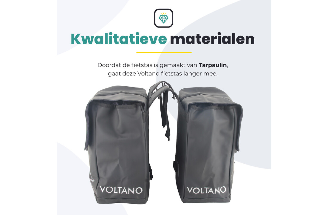 Voltano Dubbele Fietstas Urban - Zwart - 30 Liter - 100% Waterdicht - Afsluitbaar