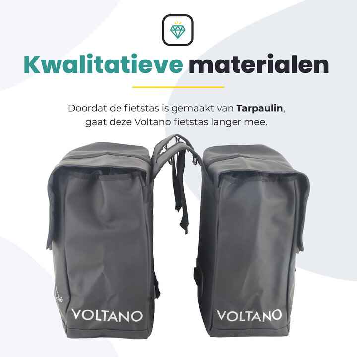 Voltano Dubbele Fietstas Urban - Zwart - 30 Liter - 100% Waterdicht - Afsluitbaar