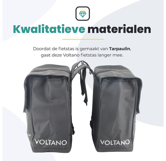 Voltano Dubbele Fietstas Urban - Zwart - 30 Liter - 100% Waterdicht - Afsluitbaar