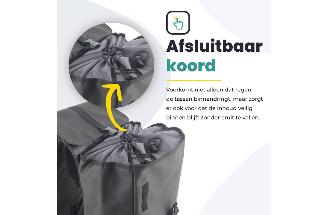 Voltano Dubbele Fietstas Urban - Zwart - 30 Liter - 100% Waterdicht - Afsluitbaar