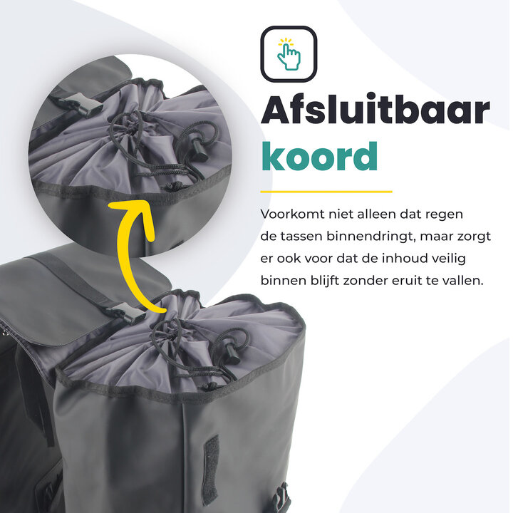 Voltano Dubbele Fietstas Urban - Zwart - 30 Liter - 100% Waterdicht - Afsluitbaar