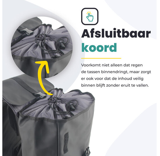 Voltano Dubbele Fietstas Urban - Zwart - 30 Liter - 100% Waterdicht - Afsluitbaar