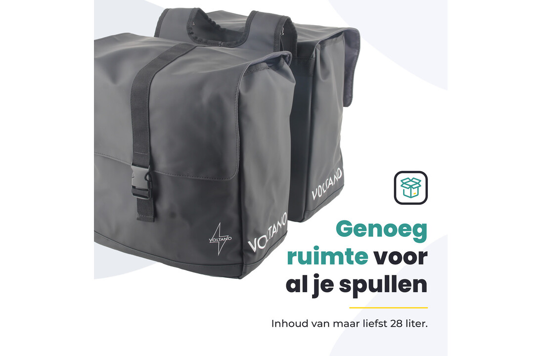 Voltano Dubbele Fietstas Urban - Zwart - 30 Liter - 100% Waterdicht - Afsluitbaar
