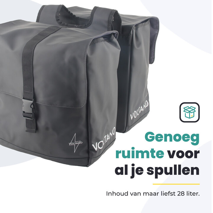 Voltano Dubbele Fietstas Urban - Zwart - 30 Liter - 100% Waterdicht - Afsluitbaar