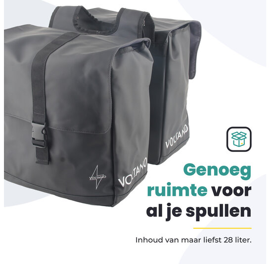 Voltano Dubbele Fietstas Urban - Zwart - 30 Liter - 100% Waterdicht - Afsluitbaar