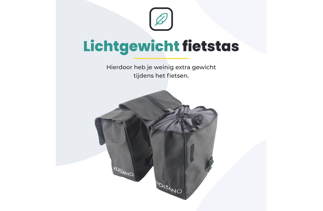 Voltano Dubbele Fietstas Urban - Zwart - 30 Liter - 100% Waterdicht - Afsluitbaar