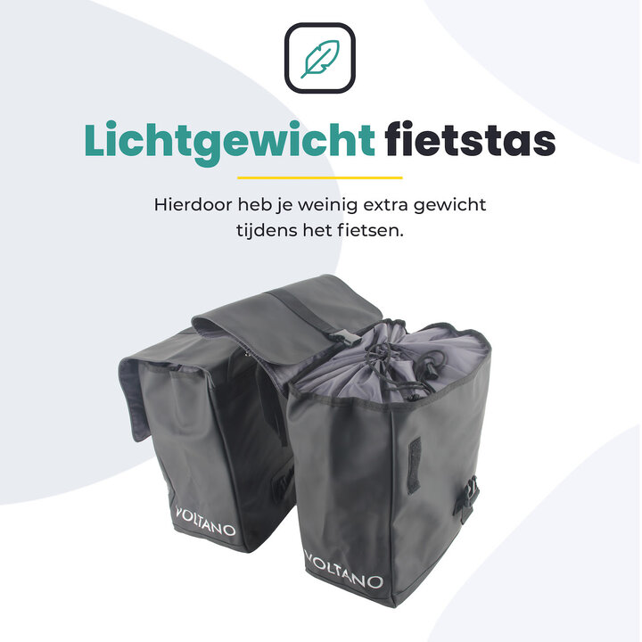 Voltano Dubbele Fietstas Urban - Zwart - 30 Liter - 100% Waterdicht - Afsluitbaar