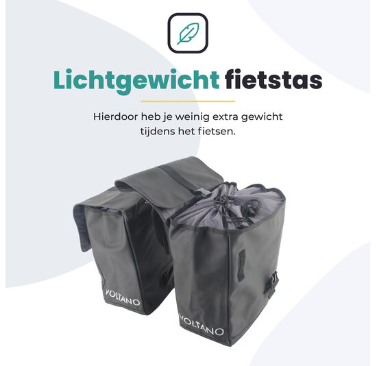 Voltano Dubbele Fietstas Urban - Zwart - 30 Liter - 100% Waterdicht - Afsluitbaar