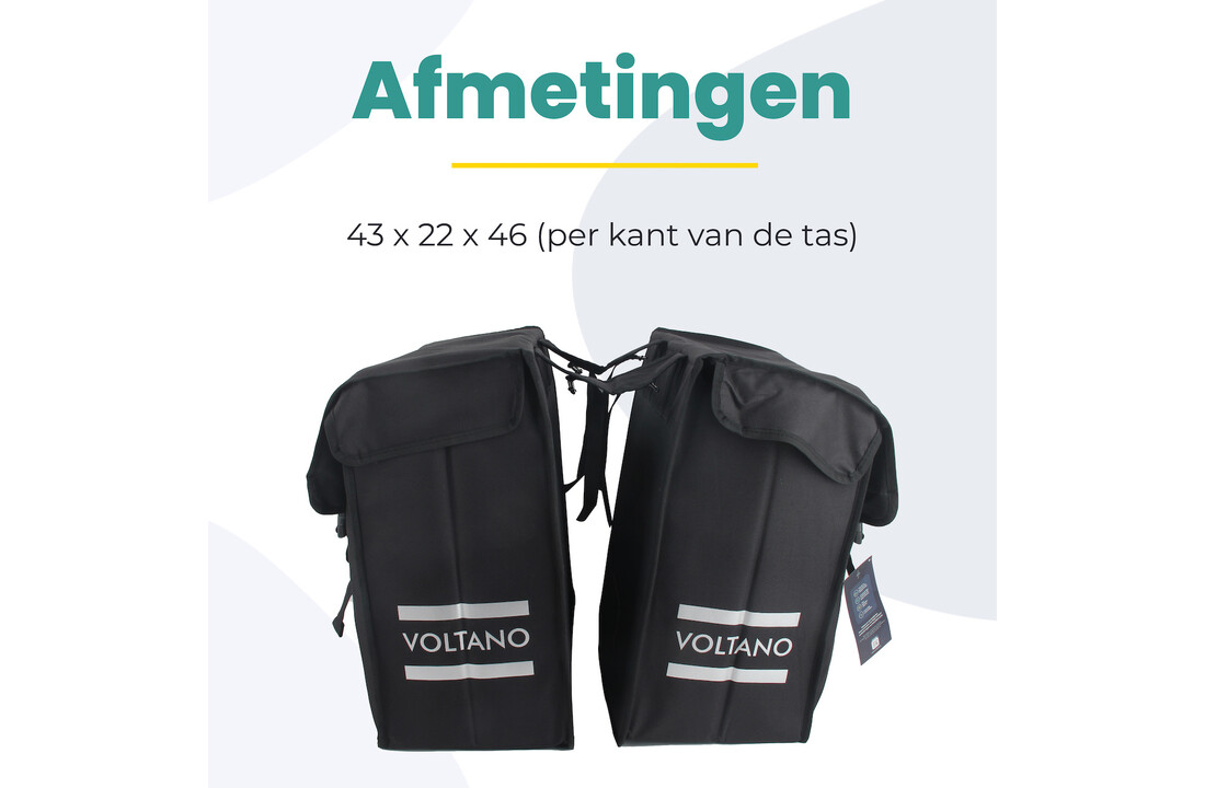 Voltano Dubbele Fietstas XXL - Zwart - 60 Liter