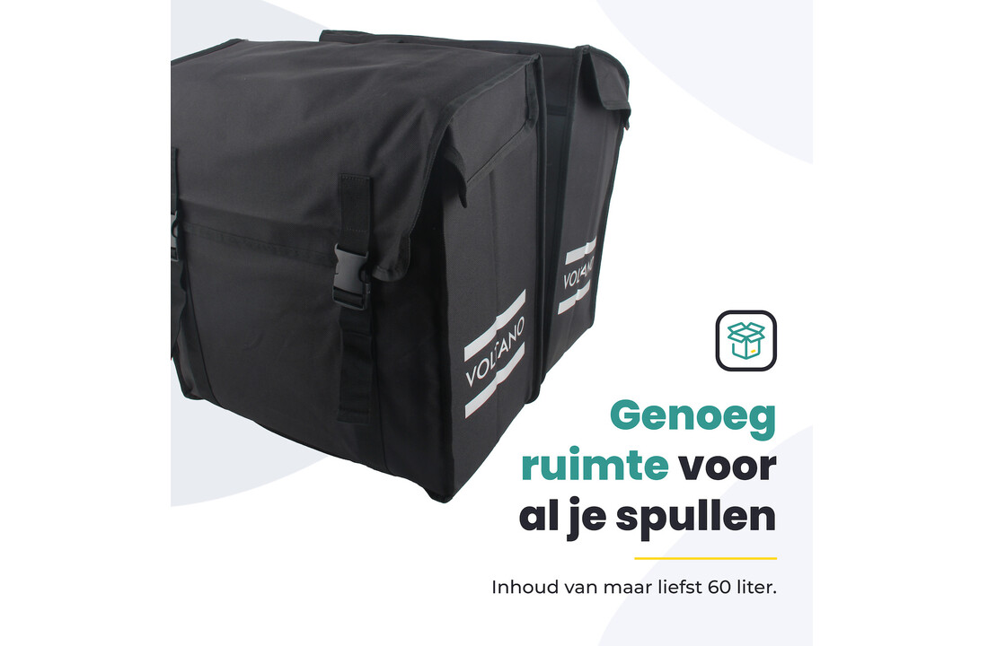 Voltano Dubbele Fietstas XXL - Zwart - 60 Liter