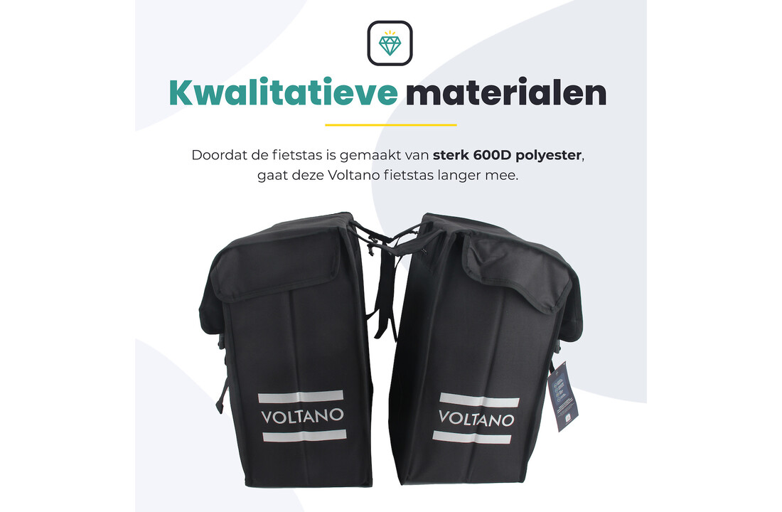 Voltano Dubbele Fietstas XXL - Zwart - 60 Liter