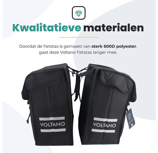 Voltano Dubbele Fietstas XXL - Zwart - 60 Liter