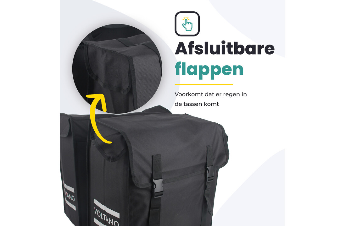 Voltano Dubbele Fietstas XXL - Zwart - 60 Liter