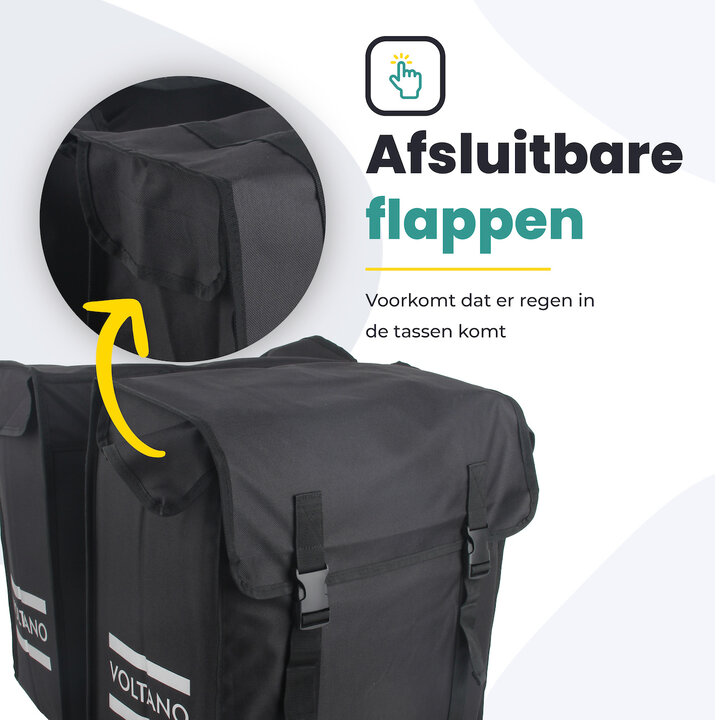Voltano Dubbele Fietstas XXL - Zwart - 60 Liter